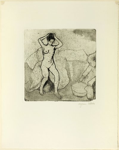 Catherine előkészíti a fürdőt, Louise, akt, megjavítja a haját alkotó: Suzanne Valadon