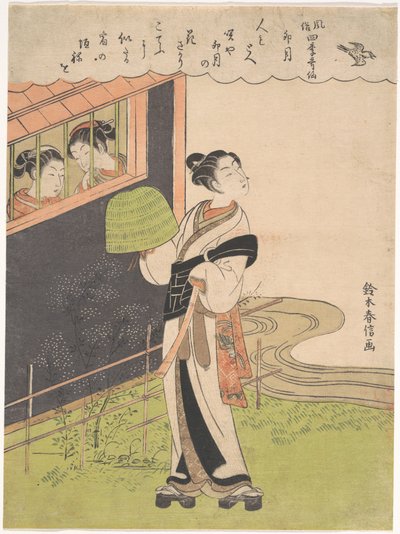 Fuvolázó szerzetes (Komusō); A negyedik hónap (Uzuki), A négy évszak divatos halhatatlan költői című sorozatból (Fūzoku shiki kasen) alkotó: Suzuki Harunobu