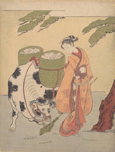 Egy nő összesöpri szerelmesleveleit, 1725-1770., 1725-1770. alkotó: Suzuki Harunobu