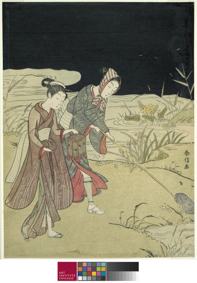 Szentjánosbogarak fogása, 1767-68 körül alkotó: Suzuki Harunobu