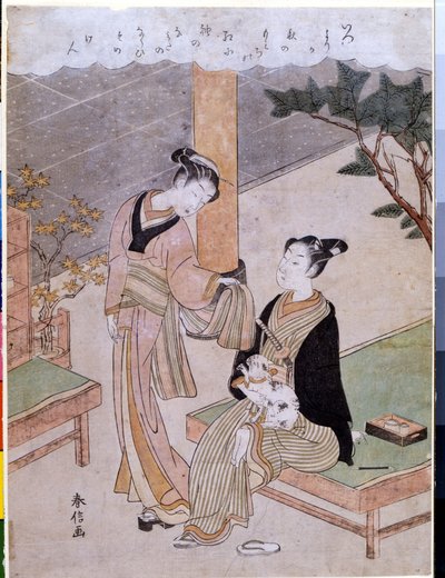 Courtisan Osen egy ügyféllel alkotó: Suzuki Harunobu