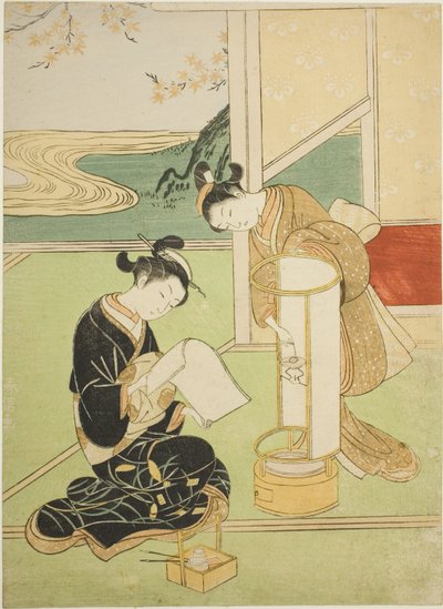 Egy lámpa esti izzása (Andon no sekisho), a "Nyolc nézet a szalonból (Zashiki hakkei)" sorozatból alkotó: Suzuki Harunobu