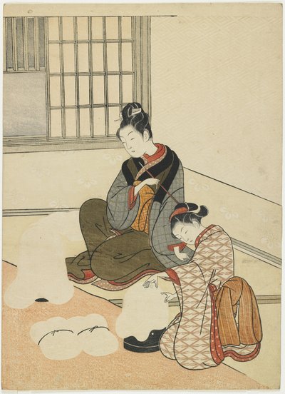 Esti hó, a selyemszárító, 1766 után alkotó: Suzuki Harunobu