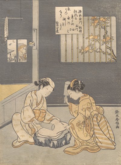 Telítőkendő a Jewel folyónál Kinuta no Tamagawa, kb. 1768., kb. 1768. alkotó: Suzuki Harunobu