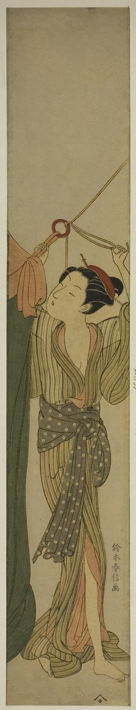 Szúnyogháló leakasztása alkotó: Suzuki Harunobu