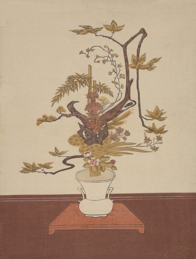 Ike Bana virágkötészet Ike-no-bo stílusban, valószínűleg 1765., valószínűleg 1765. alkotó: Suzuki Harunobu