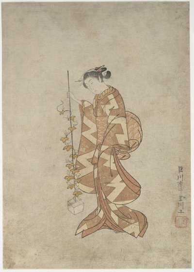 Kaga no Chiyo költőnő modern ábrázolása alkotó: Suzuki Harunobu