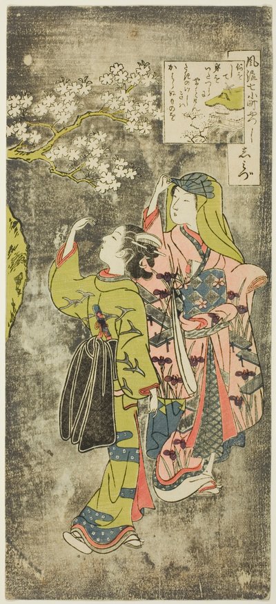 Ono no Komachi, Te Wate r Fall (Shimizu), a Te Serie-ből, a Te Seven Facio be a Spects of Komachi (Furu Yatsu City 7 Komachi) alkotó: Suzuki Harunobu