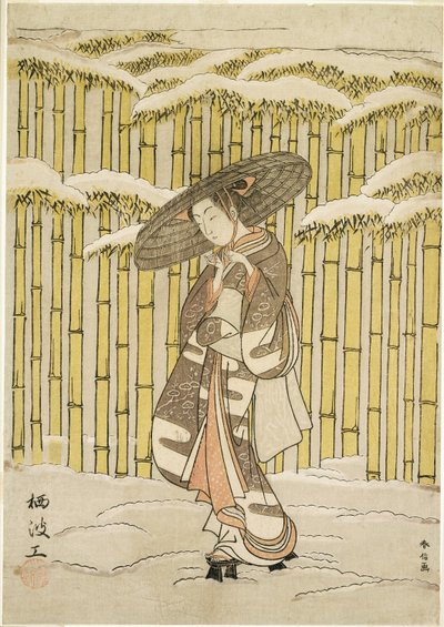 Elhaladva a Bamboo Grove mellett alkotó: Suzuki Harunobu