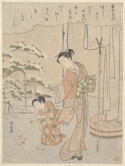 Fujiwara no Motozane verse (kb. 860) a Harminchat költő sorozatból alkotó: Suzuki Harunobu