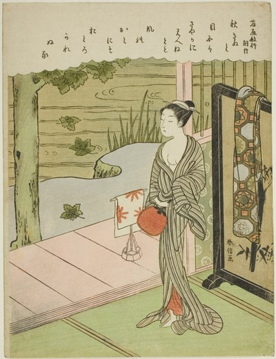 Fujiwara no Toshiyuki verse, a Harminchat halhatatlan költő című sorozatból alkotó: Suzuki Harunobu