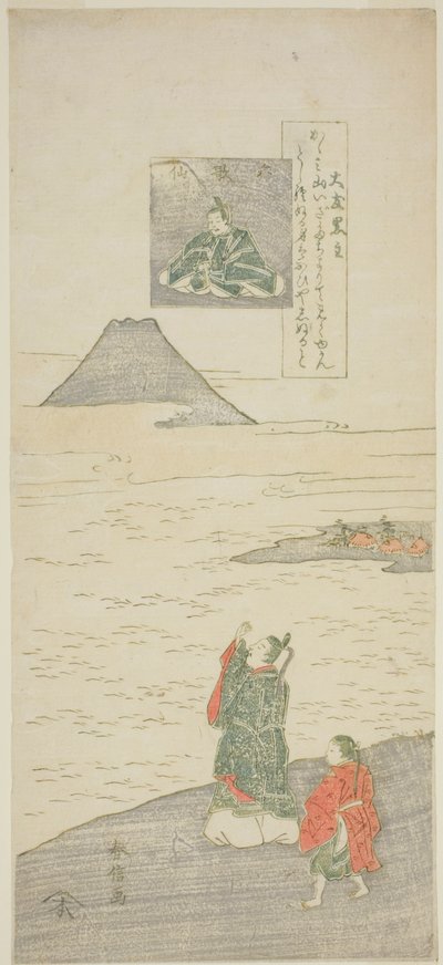 Otomo no Kuronushi verse a "Six Famous Poets (Rokkasen)" sorozatból alkotó: Suzuki Harunobu