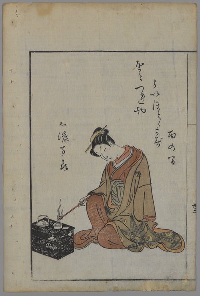 Ülő szépség, Edo-korszak (fatömb színes nyomat) alkotó: Suzuki Harunobu