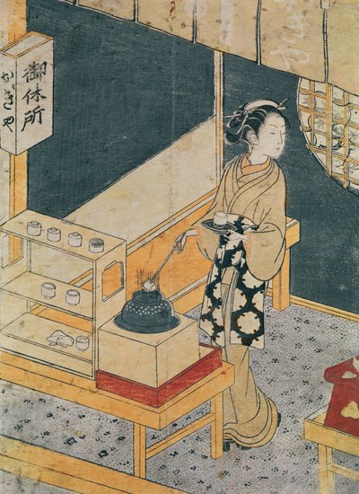 Teát készítő szolgáló (színes fatömbnyomat) alkotó: Suzuki Harunobu