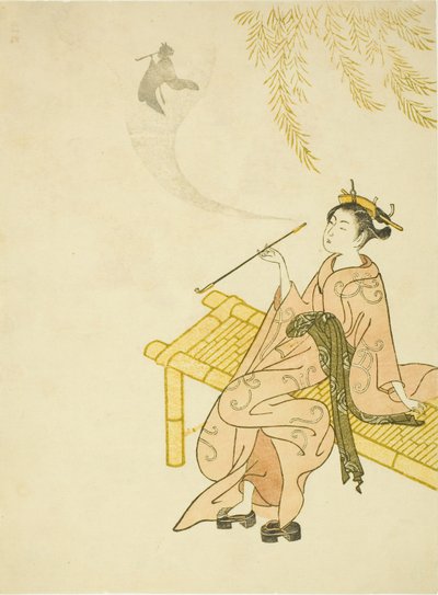 Dohányzás egy padon alkotó: Suzuki Harunobu