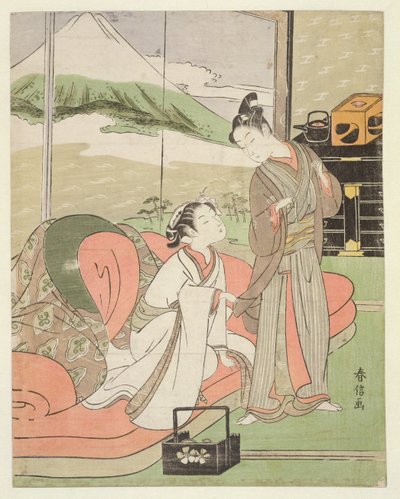 T H Riches 1913. A szerető búcsút vesz egy udvarhölgytől, 1768-1769 körül (fatömbnyomat) alkotó: Suzuki Harunobu