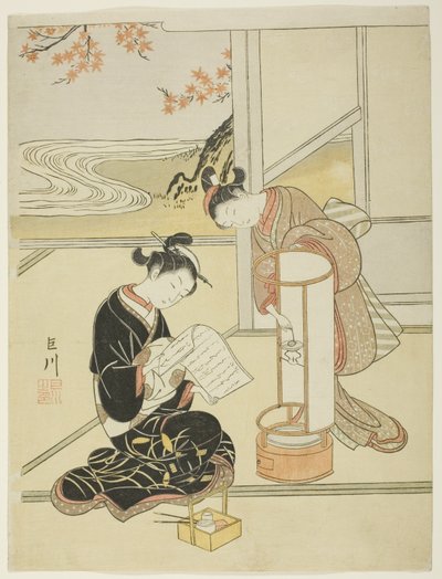 A lámpa esti fénye (Andon no sekisho), a "Nyolc nézet a szalonból (Zashiki hakkei)" sorozatból alkotó: Suzuki Harunobu