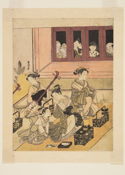 A Figyelők és a Figyelők (színes fatömb nyomat) alkotó: Suzuki Harunobu