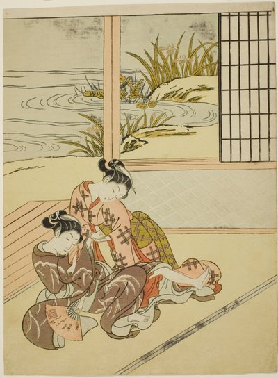 Két nő küzd egy rajongóért alkotó: Suzuki Harunobu