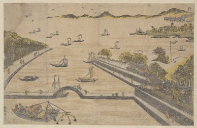 Fukagawa látképe, Edo alkotó: Suzuki Harunobu