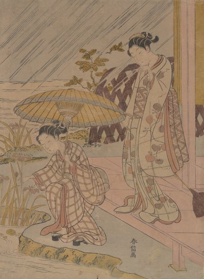 Írisz megtekintése az esőben, 1764-70., 1764-70. alkotó: Suzuki Harunobu