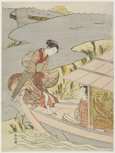 Nő csónakba száll, c. 1767 alkotó: Suzuki Harunobu