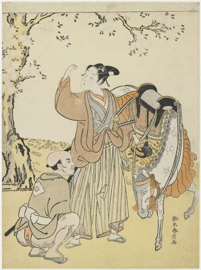 Fiatal szamuráj cseresznyevirágzást néz Kaoru herceg mitátusaként, c. 1767 alkotó: Suzuki Harunobu