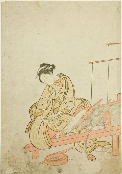 Fiatal nő a szövőszékben alkotó: Suzuki Harunobu