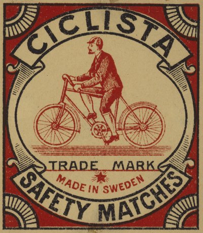 Ciclista biztonsági gyufa címke alkotó: Swedish School