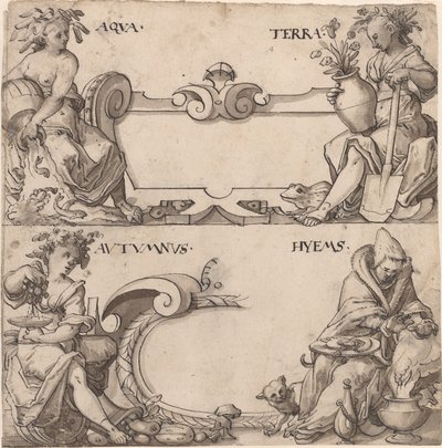 Víz és Föld/Ősz és tél alkotó: Swiss 16th Century