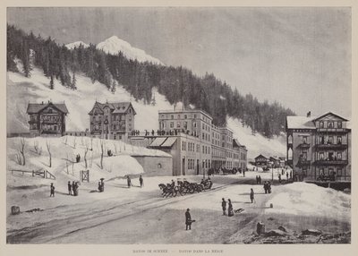 Davos im Schnee, Davos a hóban (litho) alkotó: Swiss School