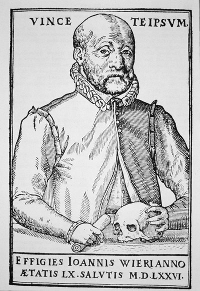 John Wier (1516-88) De Lamiis Liber, Basel 1577 illusztrációjának másolata, amelyet a 19. század végén kiadott mágiatörténetben használtak. alkotó: Swiss School