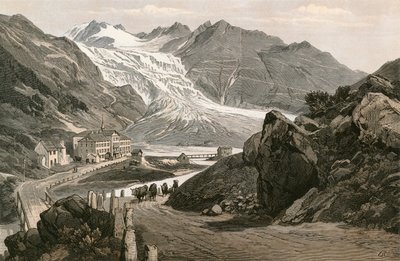 A Rhone-gleccser alsó része és a Furkához vezető út alkotó: Swiss School