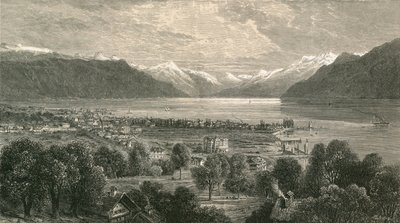 Vevey és a Genfi-tó felső része, a Rhone-völgy felé nézve alkotó: Swiss School
