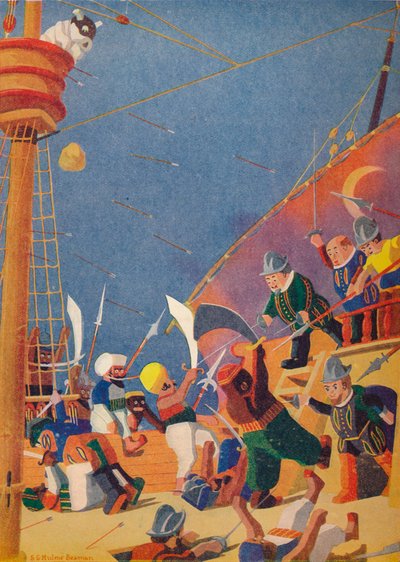 „A harc a korzárokkal”, 1937 alkotó: Sydney George Hulme Beaman