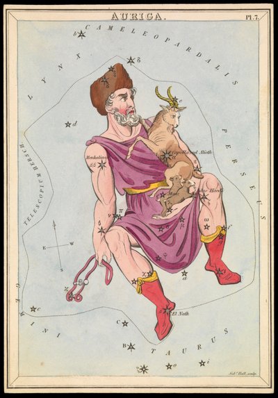 Auriga, 1825 körüli (kártya, papír, szövet ) alkotó: Sydney Hall