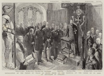 A walesi herceg beiktatása az angliai Jeruzsálemi Szent János Rend Kórházának nagypriorává alkotó: Sydney Prior Hall
