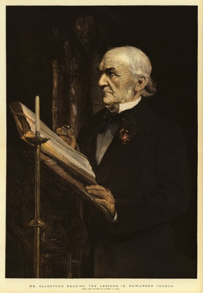 Gladstone úr a Lessons in Hawarden Church-ben olvassa alkotó: Sydney Prior Hall