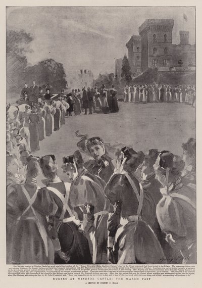 Ápolónők a windsori kastélyban, a March Past alkotó: Sydney Prior Hall