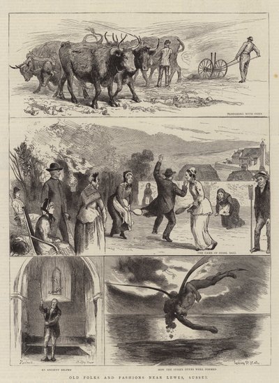 Régi népek és divat közelében Lewes, Sussex alkotó: Sydney Prior Hall