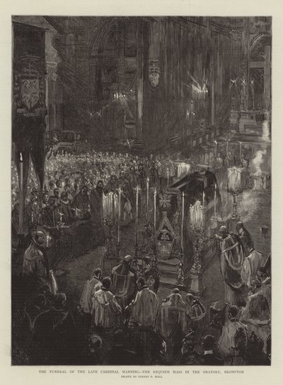 Manning néhai bíboros temetése, Requiem mise az oratóriumban, Brompton alkotó: Sydney Prior Hall