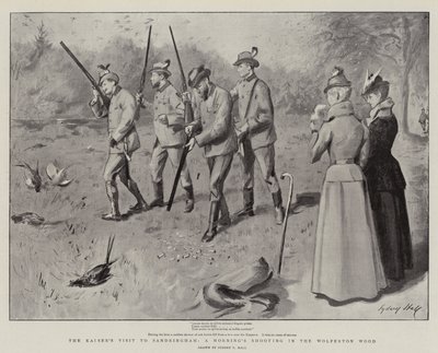 A Kaiser látogatása Sandringhamben, egy reggeli lövöldözés a Wolferton Woodban alkotó: Sydney Prior Hall
