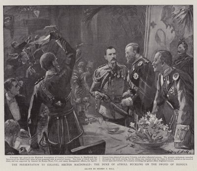 Hector MacDonald ezredes bemutatása, Atholl hercegének csatolása a Becsületkardra alkotó: Sydney Prior Hall