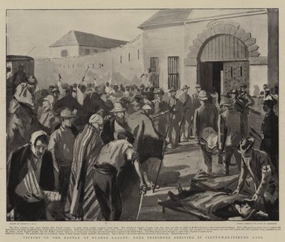 Az alandi csata áldozatai, Boer Parisoneras megérkezik a pietermaritzburgi börtönbe alkotó: Sydney Prior Hall