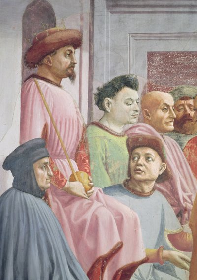 Theophilus fiának feltámadása, Antiochia királya, Antiochia királyának részlete, 1427 körül freskó lásd még 63302 alkotó: Tommaso Masaccio