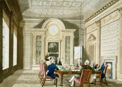 A brit admirális adminisztrációs szobája. Január 1-jén közzétett színes metszet alkotó: T. & Pugin A.C. (1762 1832) (after) Rowlandson