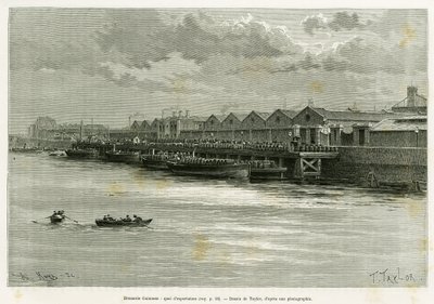 Guinness Sörgyár, export dokk. Taylor metszet a Három hónap Írországban című történet illusztrálására, 1889-ben, Marie Anne de Bovet, in le tour du monde 1890, rendező: Edouard Charton (1807-1890), Hachette, Párizs. alkotó: T Taylor