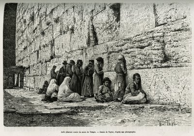 A templom falaihoz síró zsidók (sírás fala). Taylor metszete a La Syria d