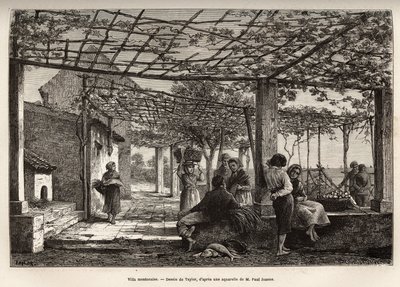 Villa Menton, Taylor rajza nyomán, Menton és Bordhighera utazását illusztráló metszet, 1871-ben, Adolphe Joanne, megjelent a „Le tour du monde” 1874-ben, szerkesztette Edouard Charton, Hachette kiadás, Párizs. Selva kollekció. alkotó: T Taylor