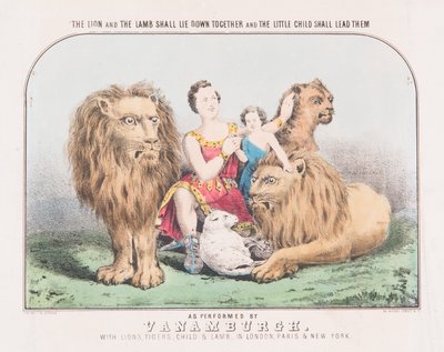 Az oroszlán és a bárány együtt fekszenek, és a kisgyermek vezeti őket, 1840 körül (akvarell papíron) alkotó: T. W. Strong